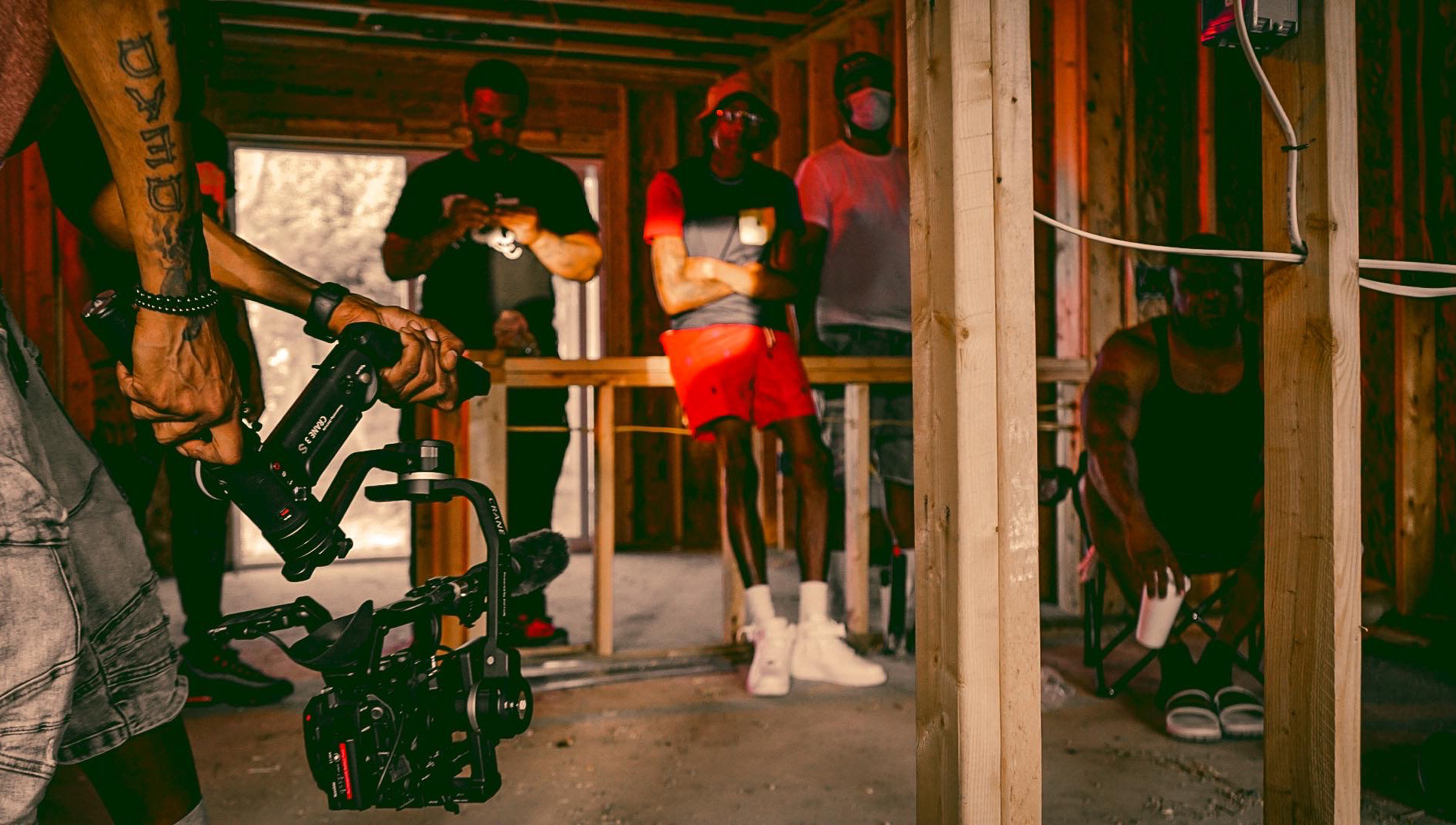 Behind the scenes: a camera rig in use on a video shoot